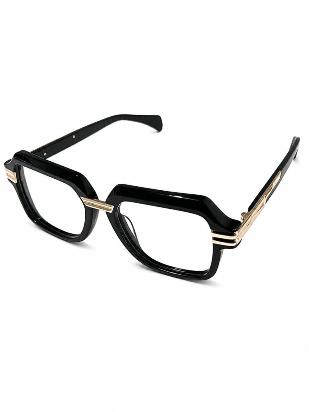 Black and Gold Geometric 55-17-142 Eyeglass Frames